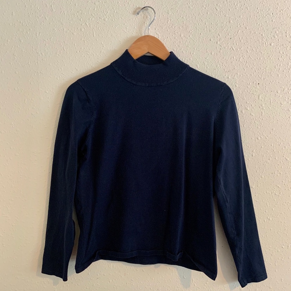 Pendleton Silk Mockneck Top Navy
